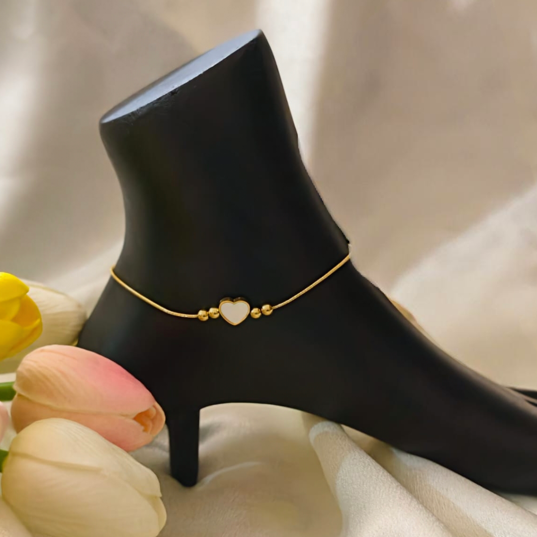 Heart Charm Gold Anklet