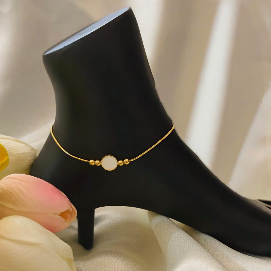 Minimal Round Disc Anklet