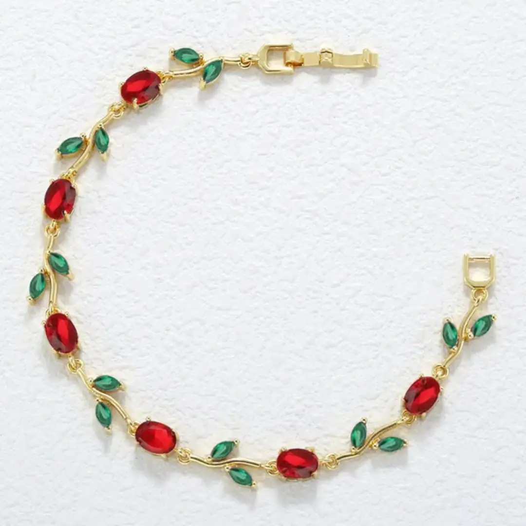 Ruby Leaf Designer Bracelet
