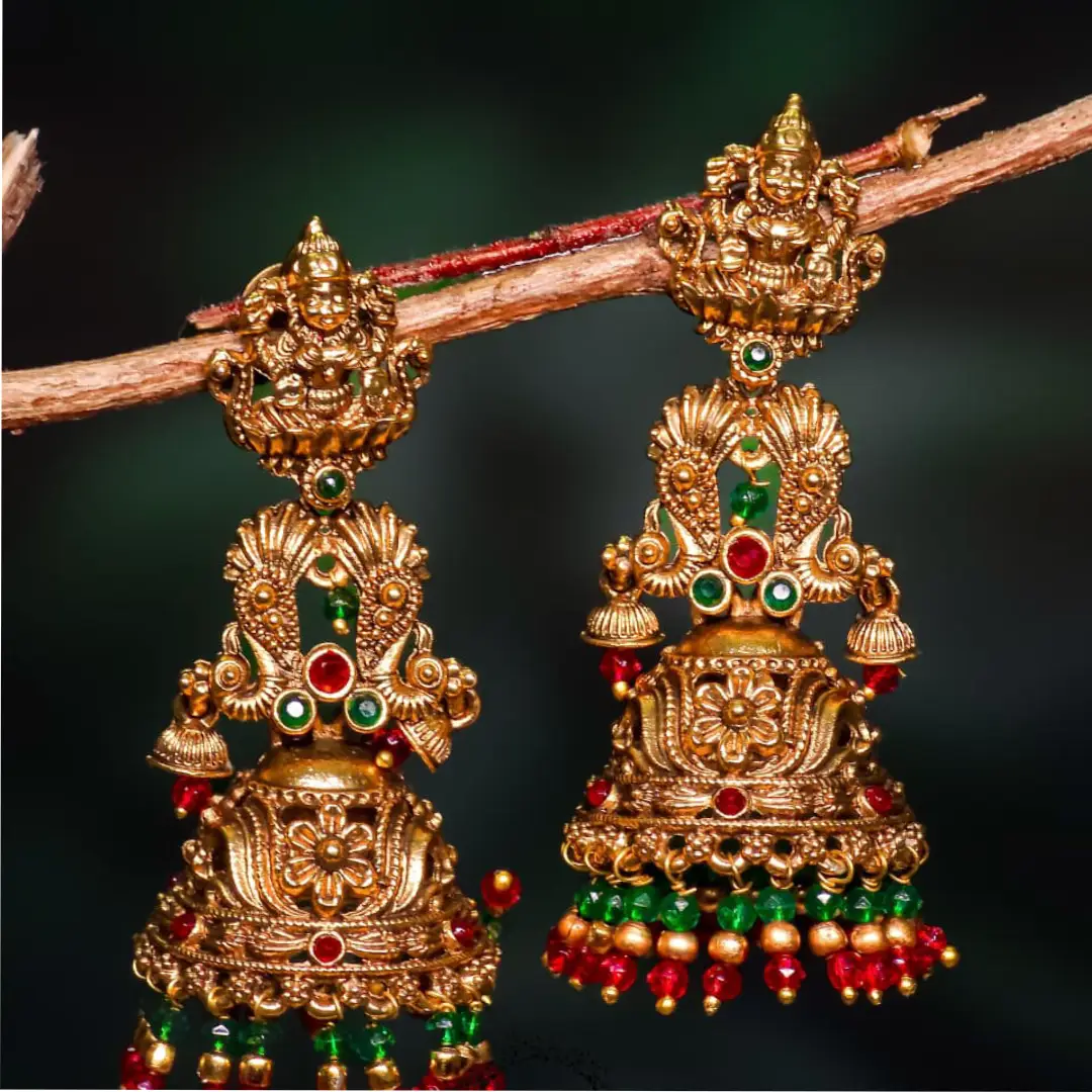 Peacock Multicolor Temple Jhumka
