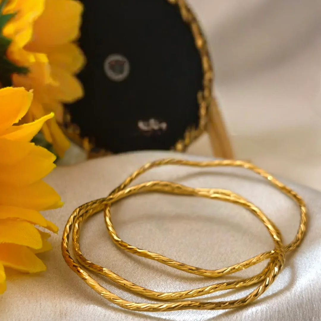 Twisted Carved Anti-Tarnish Bangles