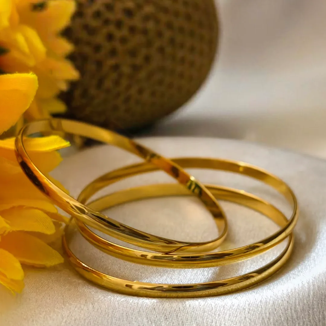 Classic Plain Gloss Gold Bangles