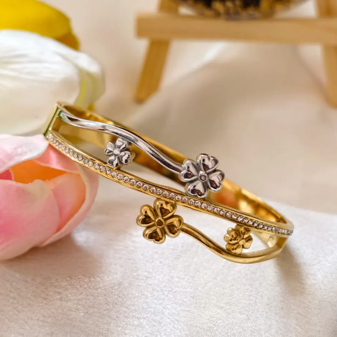 Dual Tone Floral Designer Bangle
