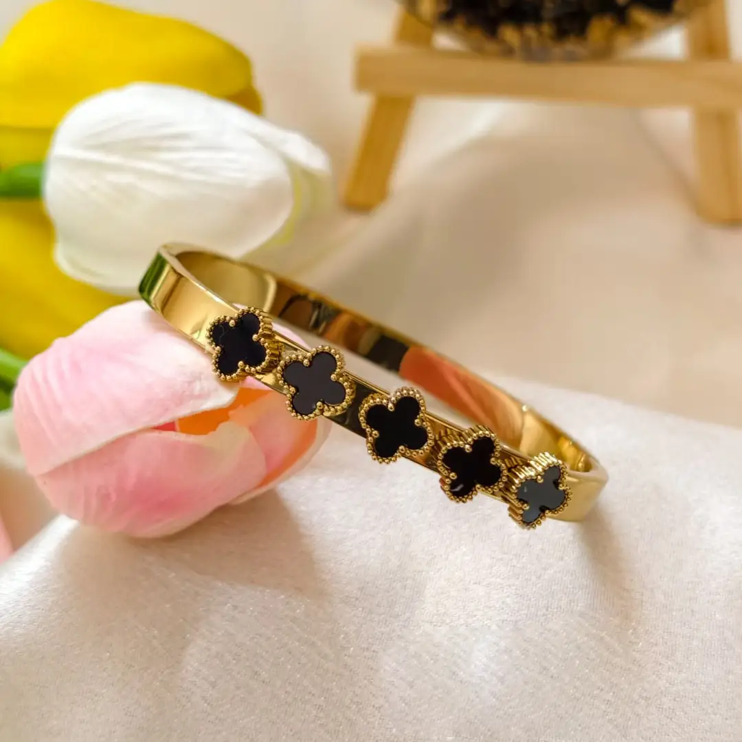 Black Clover Gold Designer Bangle