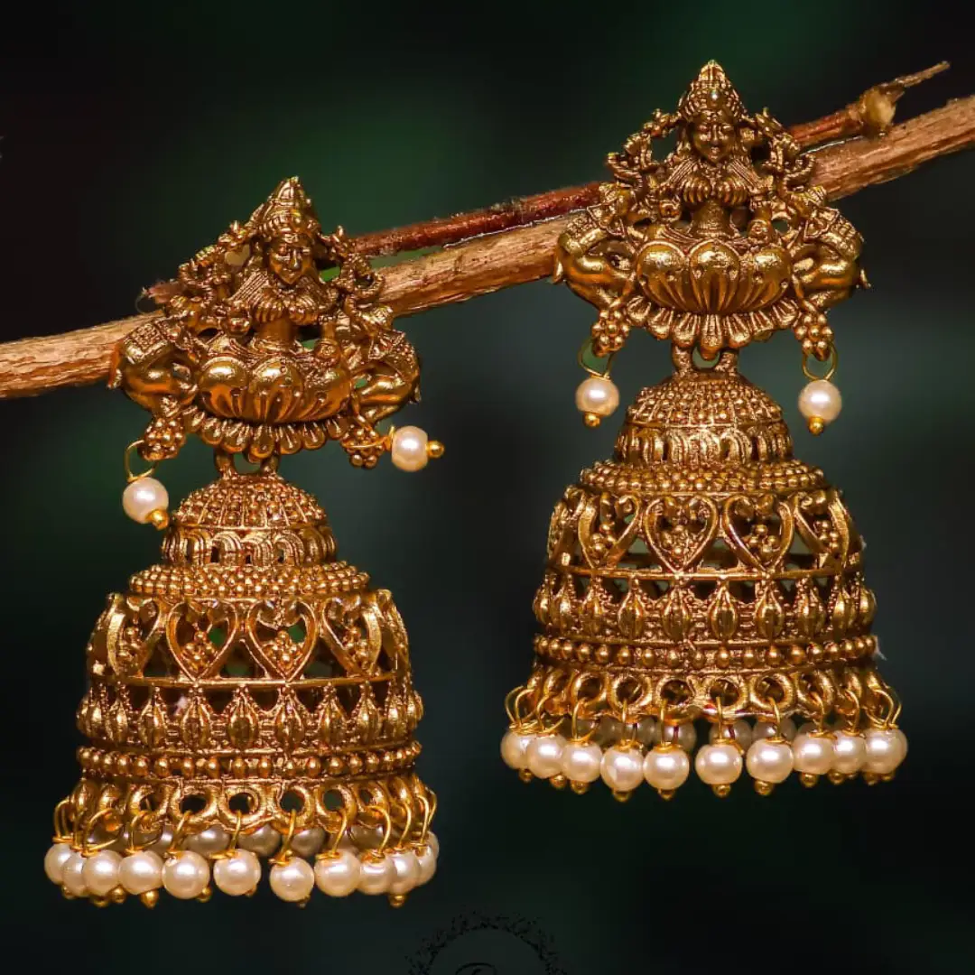 Lakshmi Antique Pearl Dome Jhumka