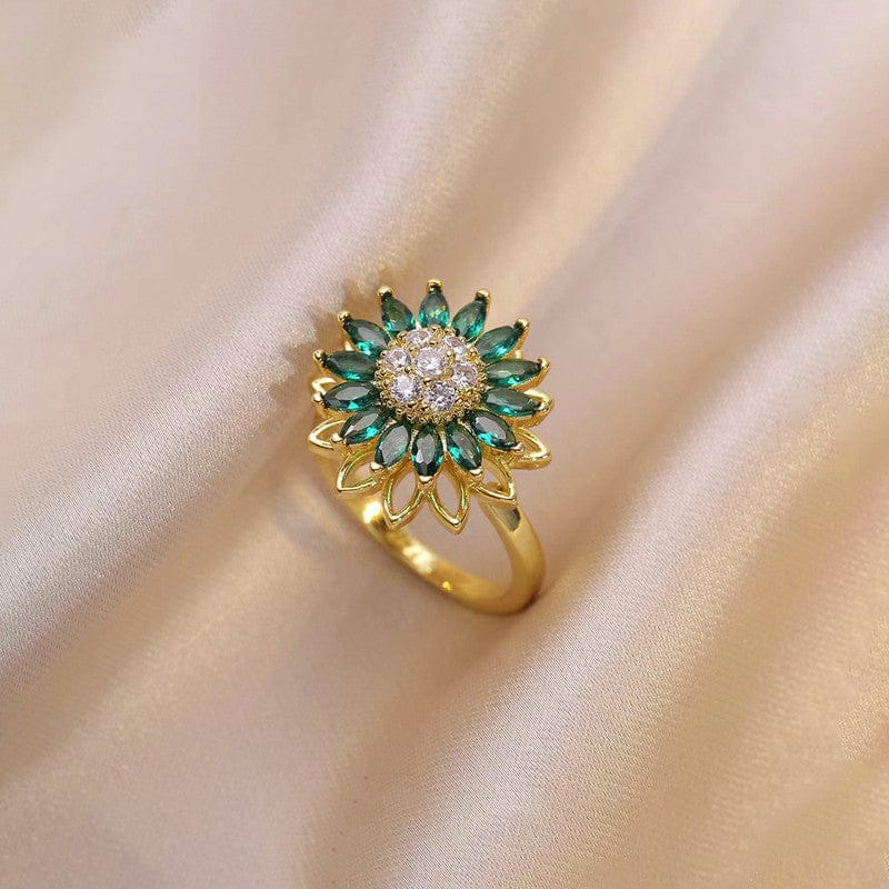 Emerald Bloom Crystal Ring