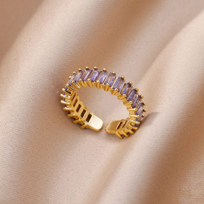 Lavender Crystal Adjustable Ring