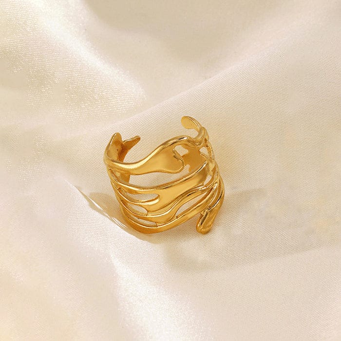 Melt Wave Anti-Tarnish Adjustable Ring